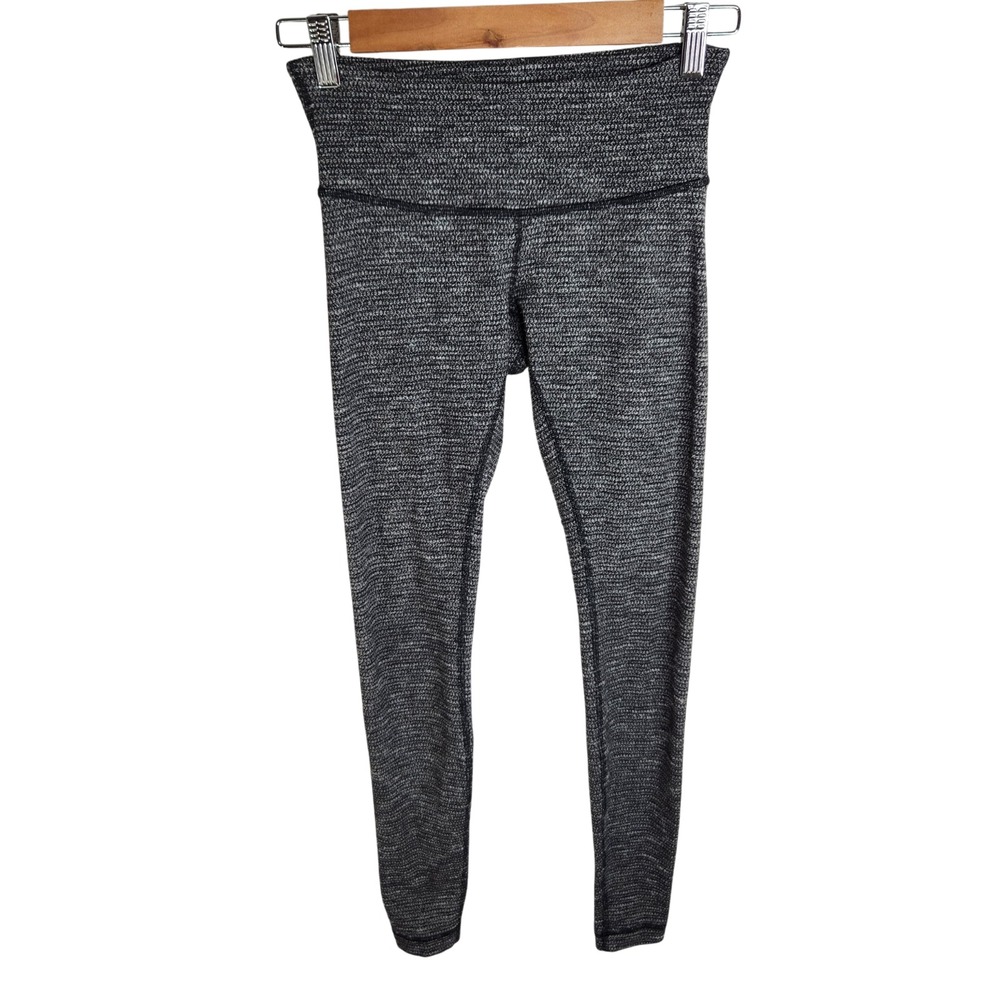 Lululemon‎ Wunder Under Pant Coco Pique Black White Leggings Women's Size 6